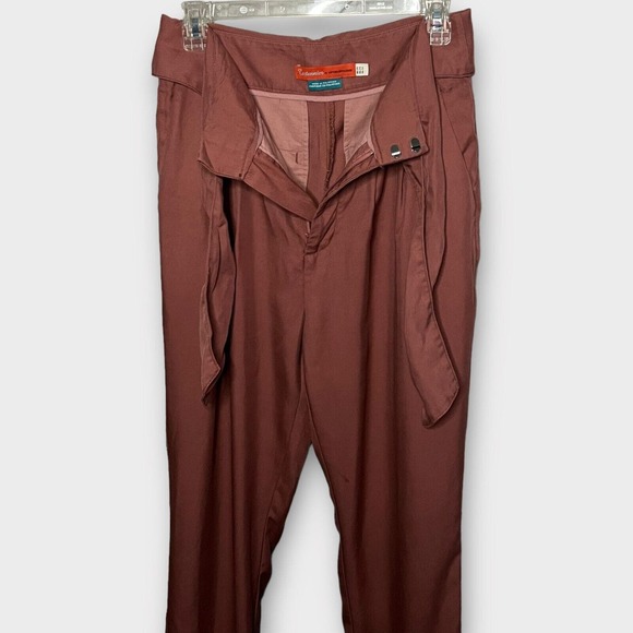 Anthropologie Cartonnier Kingsley Dusty Rose Tie Waist Pleat Front Pant Size 4 - Picture 6 of 11
